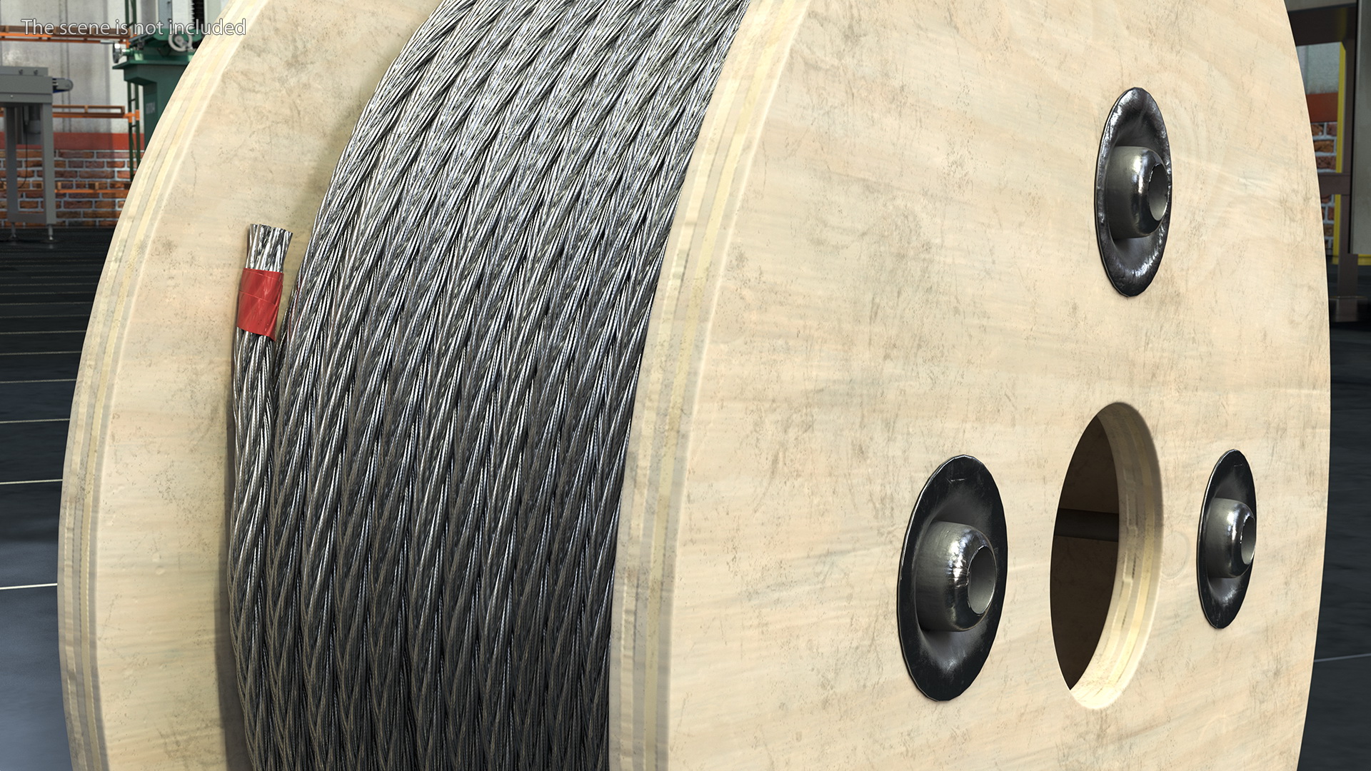 3D Srawl Warp Steel Rope Wooden Coil model