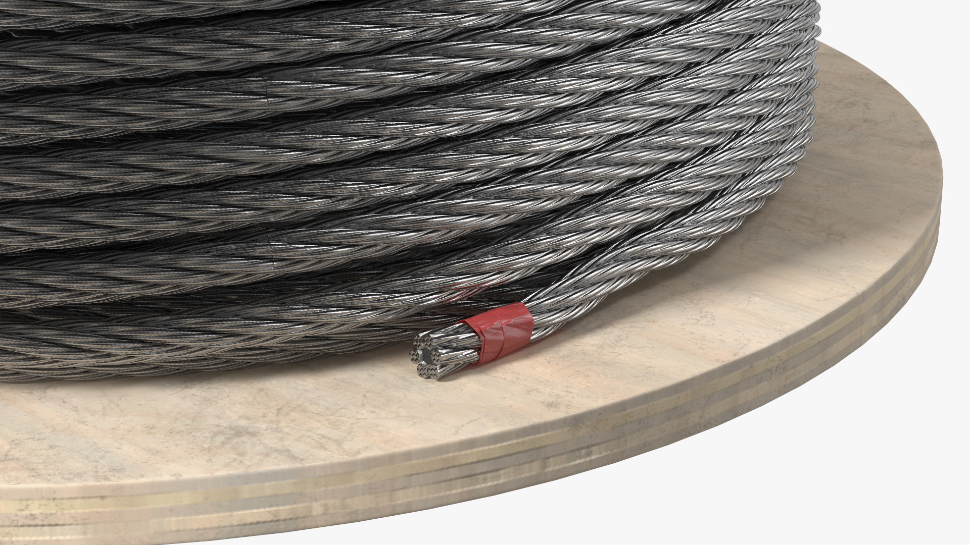 3D Srawl Warp Steel Rope Wooden Coil model