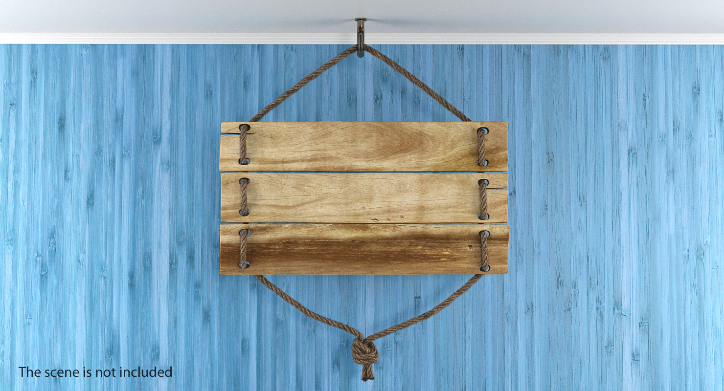 3D Three Board Wooden Sign model