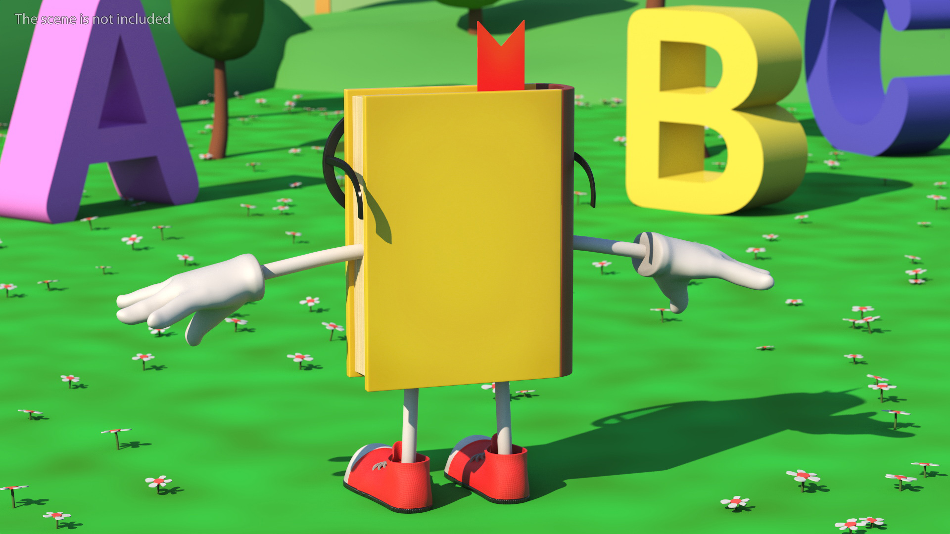 3D Cartoon Character Yellow Book T-Pose