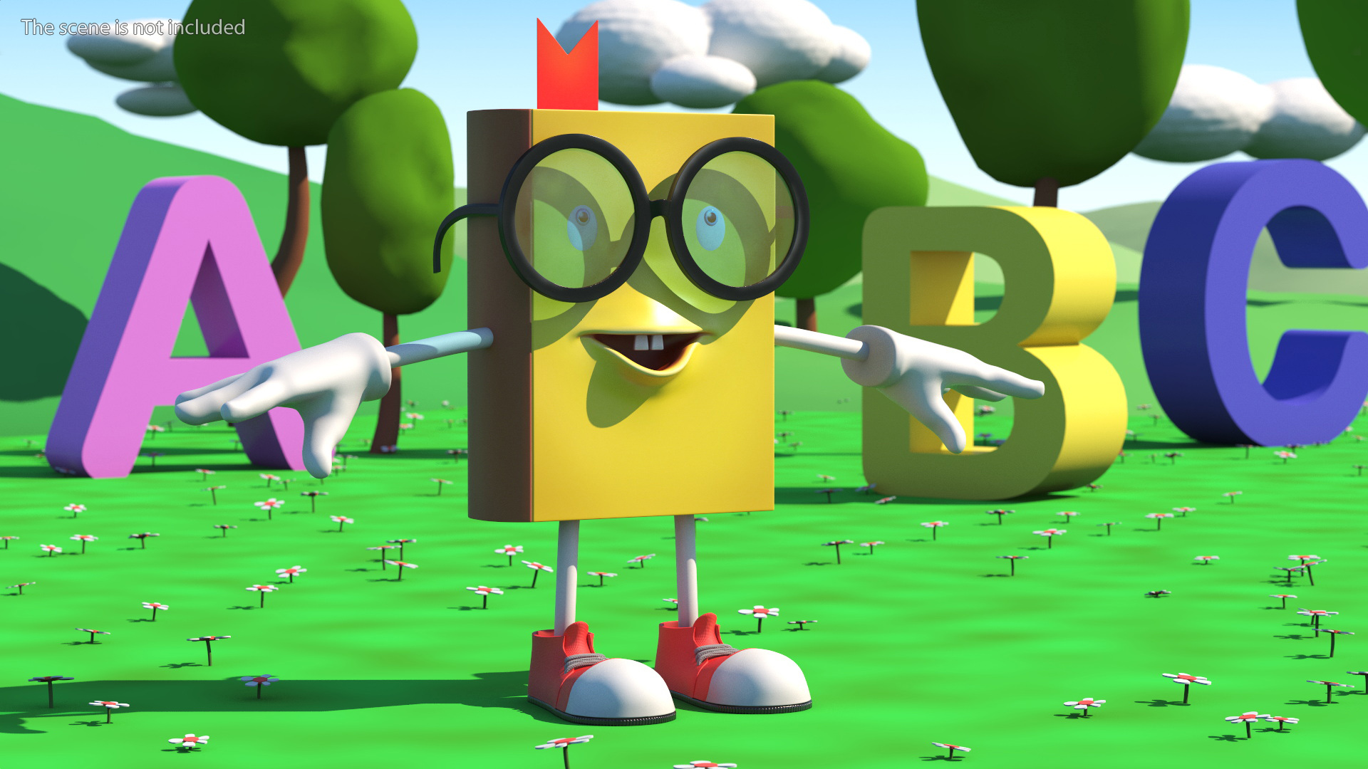 3D Cartoon Character Yellow Book T-Pose