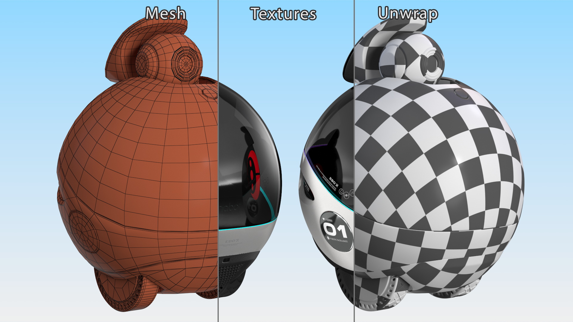 3D Smart Home Robot Enabot EBO X Red model