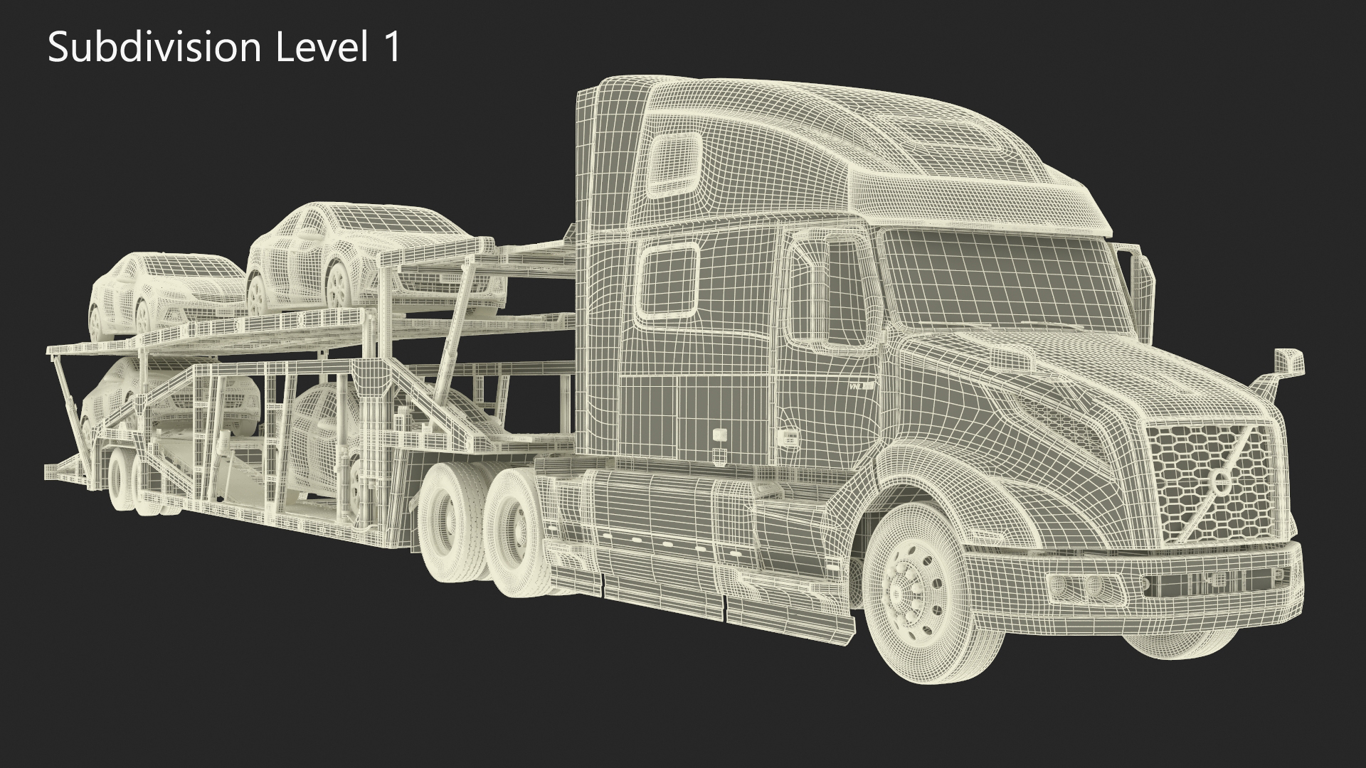 Volvo VNL 860 Truck with Car Carrier Vehicles Loaded 3D