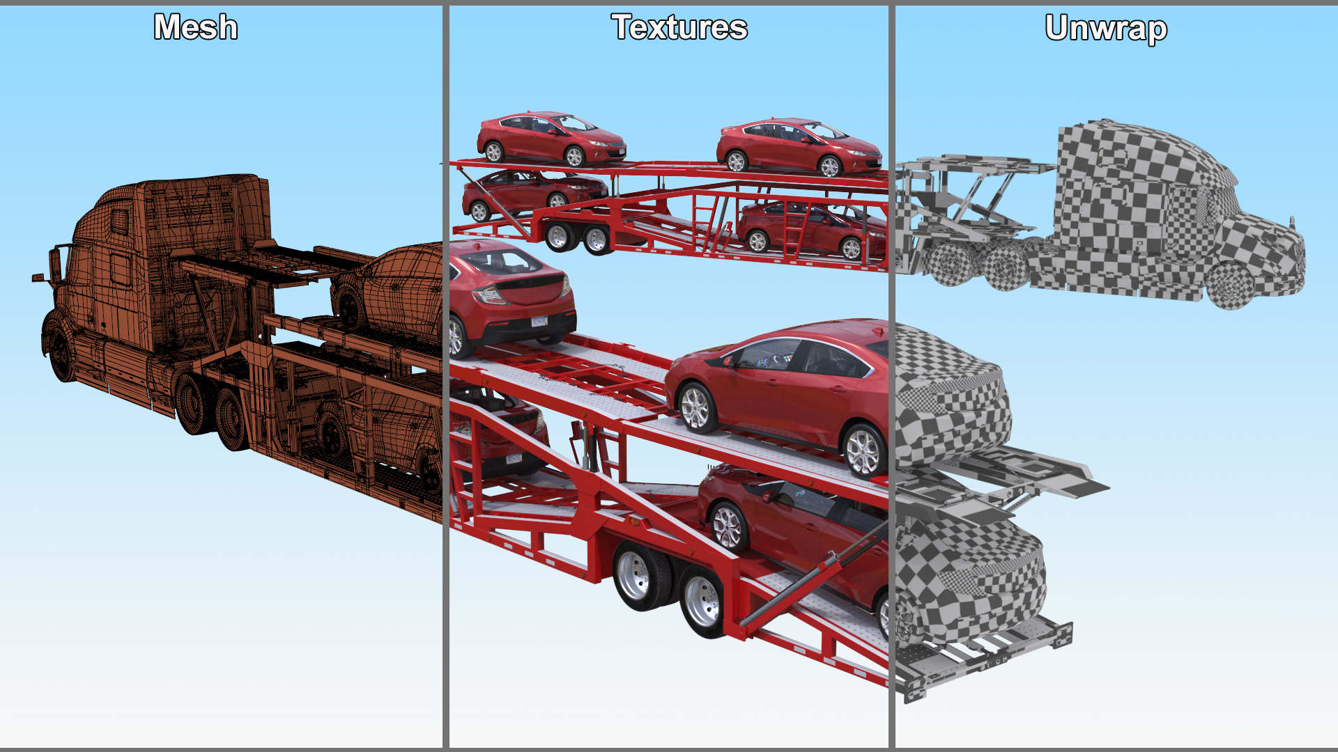 Volvo VNL 860 Truck with Car Carrier Vehicles Loaded 3D