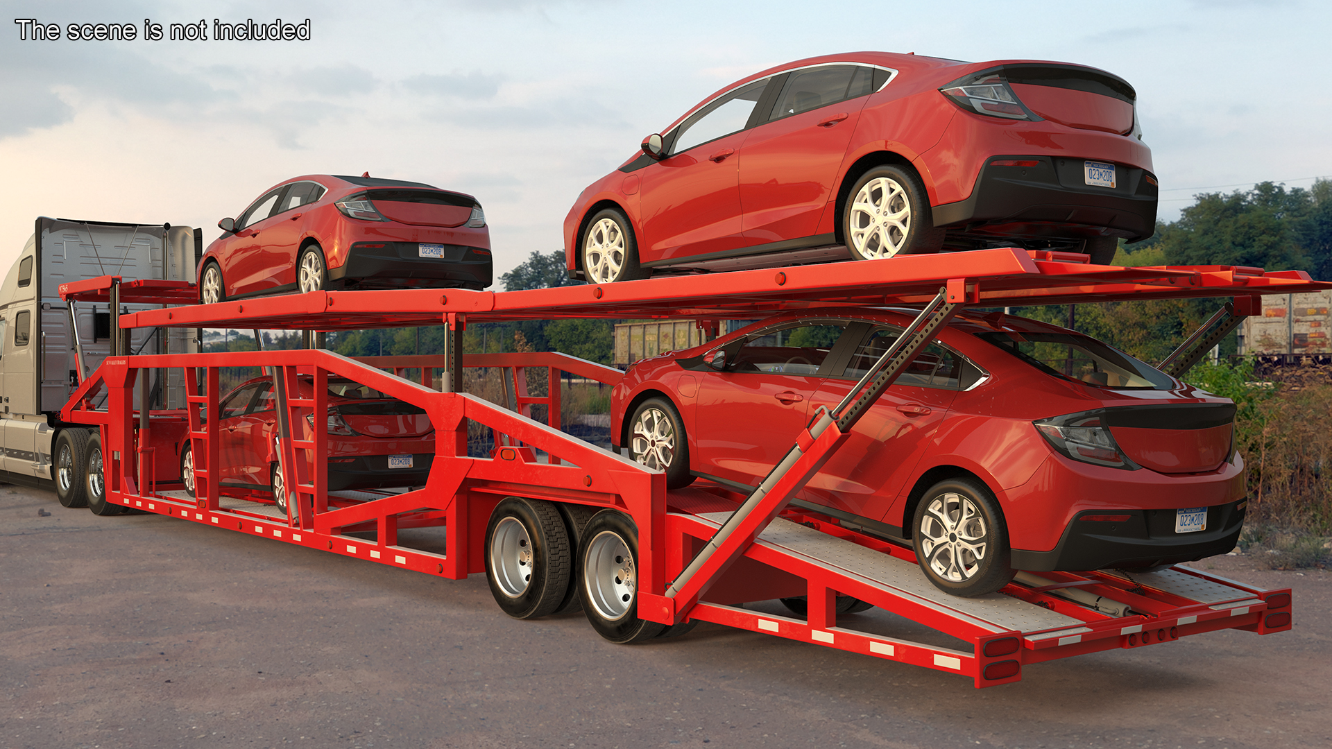 Volvo VNL 860 Truck with Car Carrier Vehicles Loaded 3D
