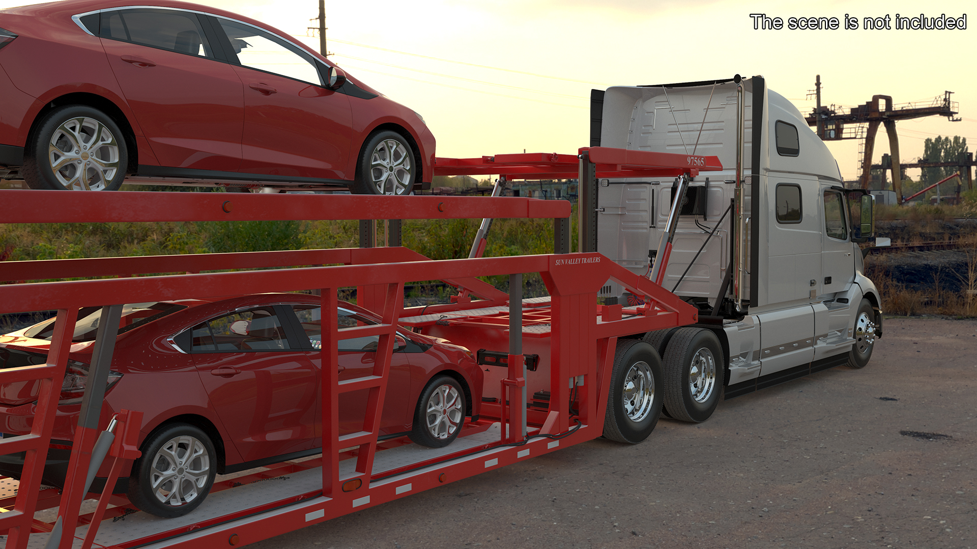 Volvo VNL 860 Truck with Car Carrier Vehicles Loaded 3D