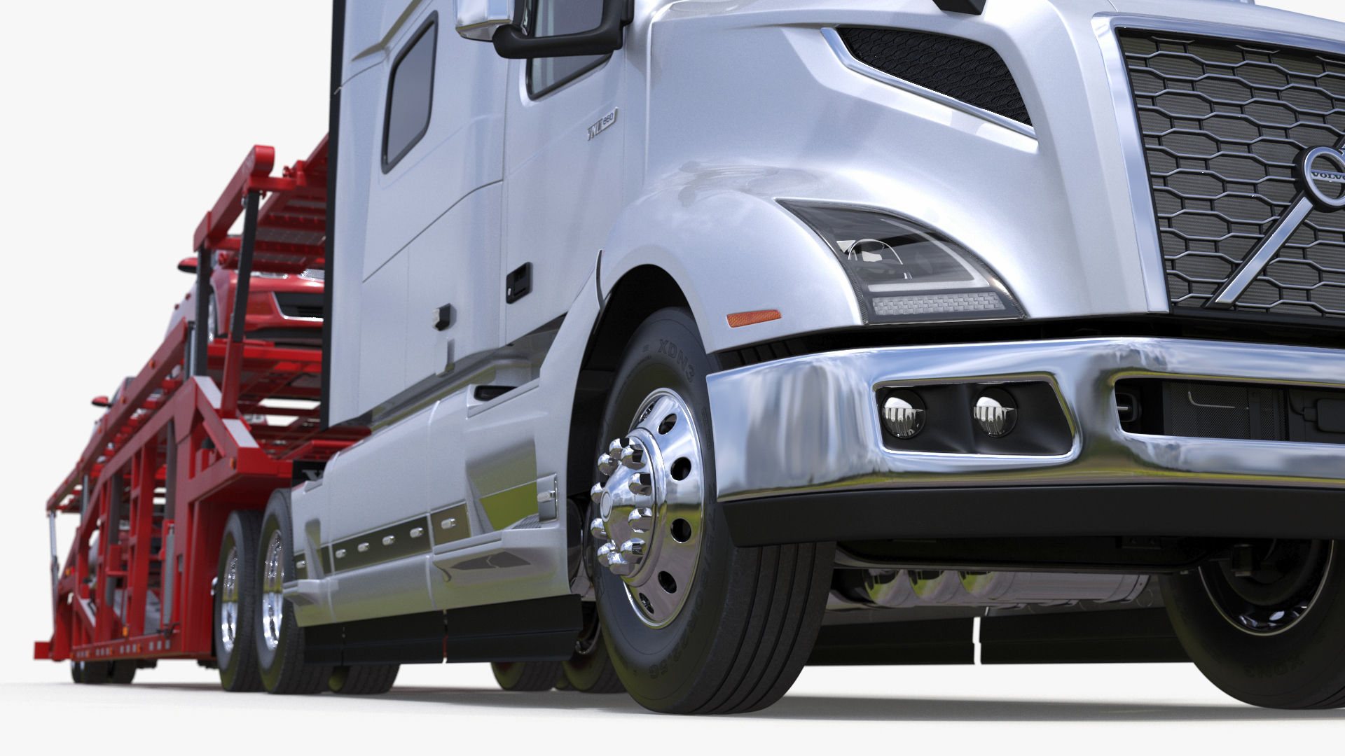 Volvo VNL 860 Truck with Car Carrier Vehicles Loaded 3D