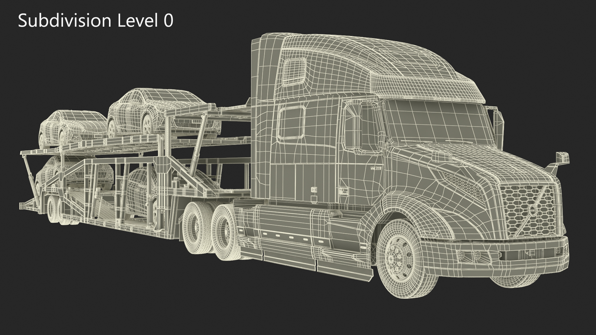 Volvo VNL 860 Truck with Car Carrier Vehicles Loaded 3D