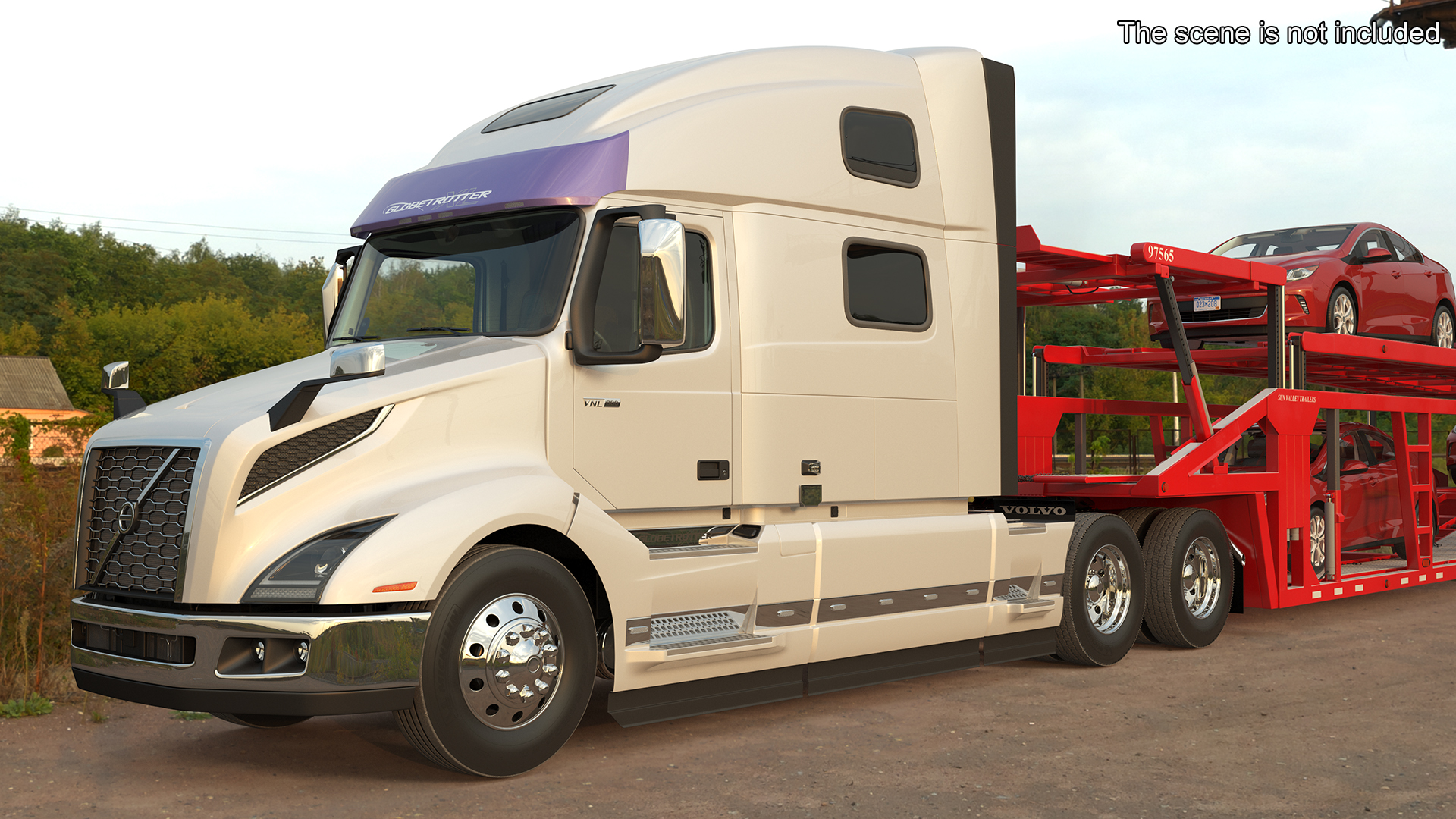 Volvo VNL 860 Truck with Car Carrier Vehicles Loaded 3D