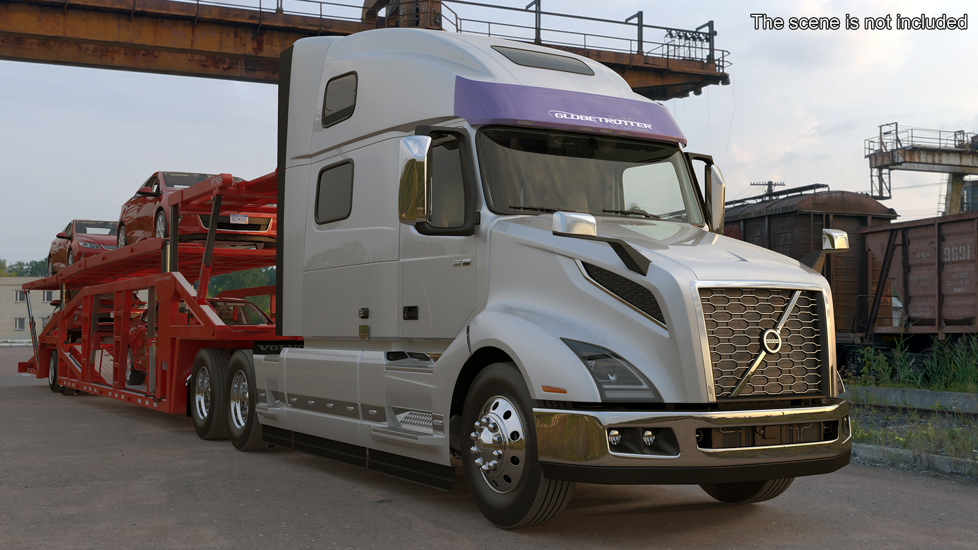 Volvo VNL 860 Truck with Car Carrier Vehicles Loaded 3D