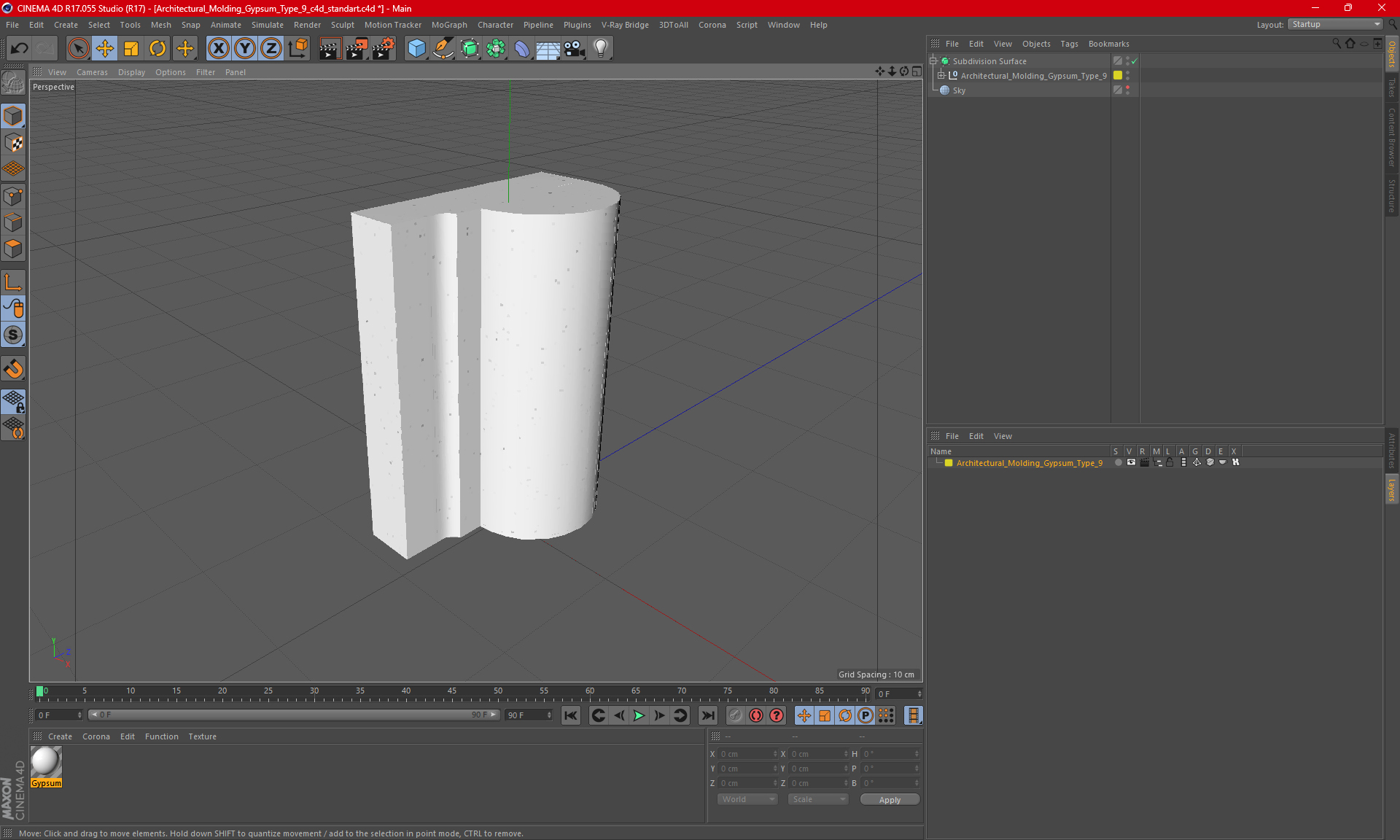 3D model Architectural Molding Gypsum Type 9