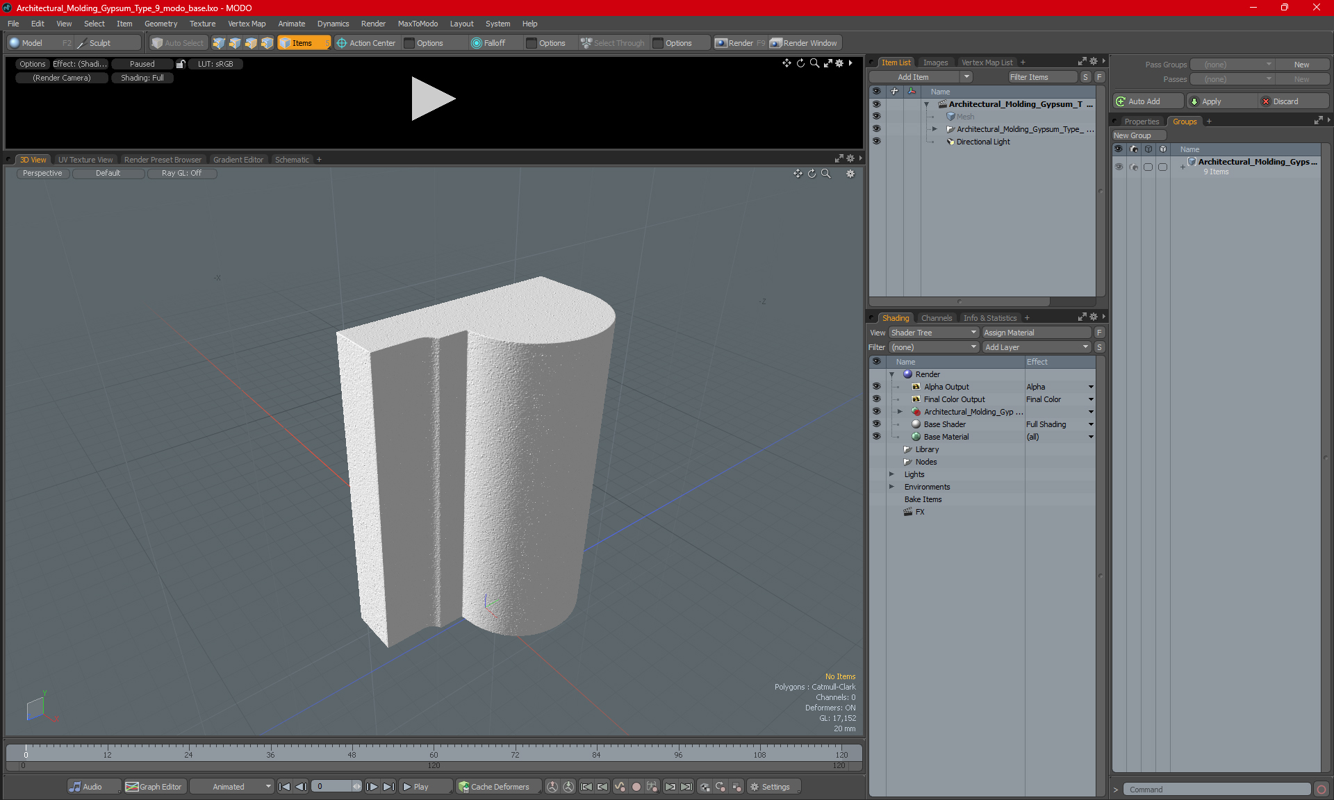 3D model Architectural Molding Gypsum Type 9