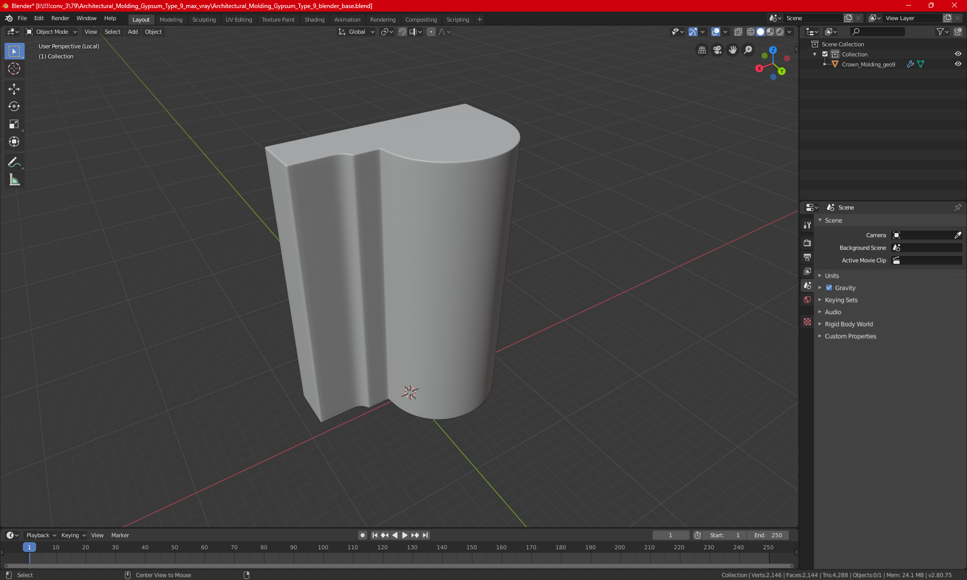 3D model Architectural Molding Gypsum Type 9