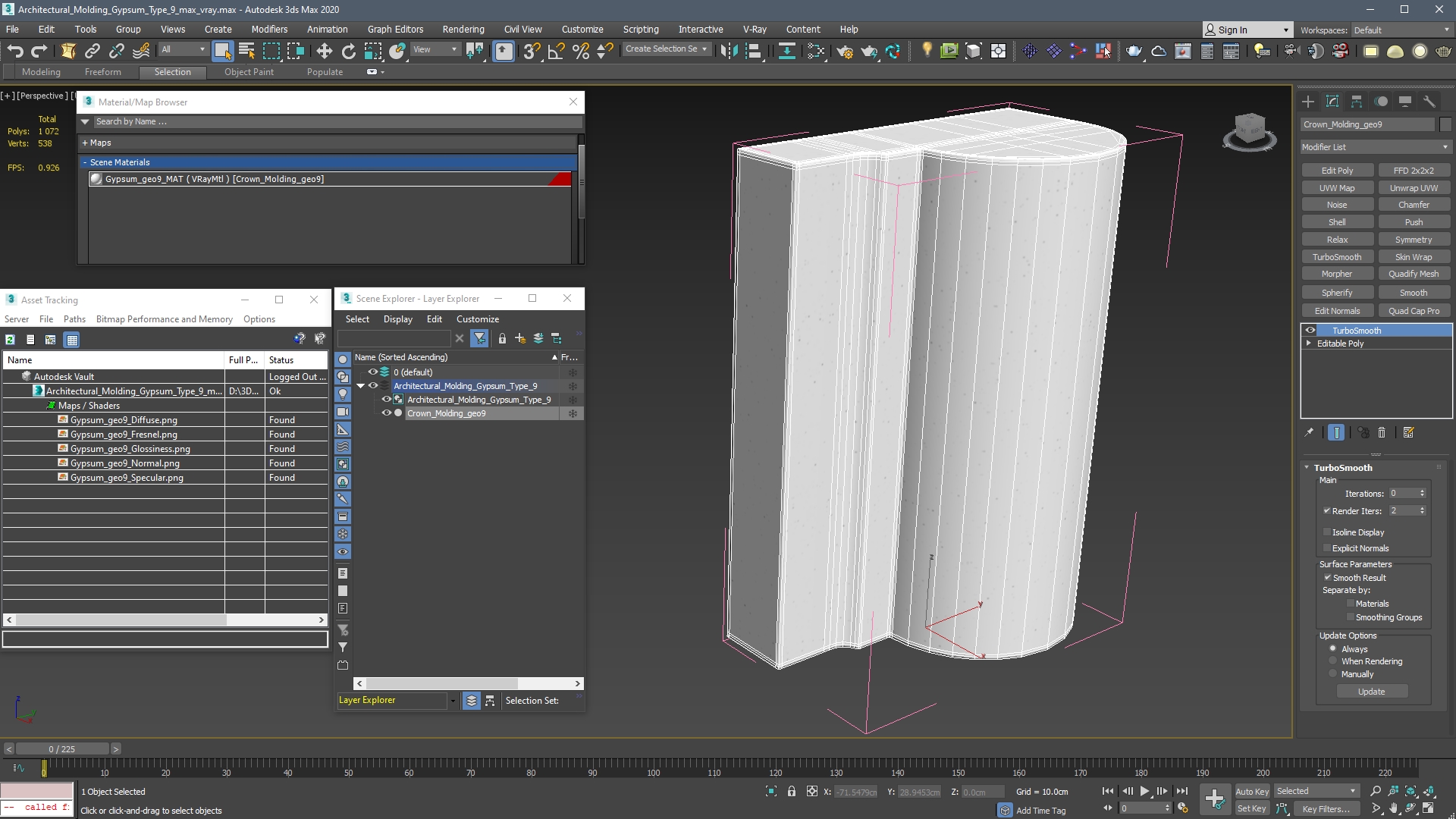 3D model Architectural Molding Gypsum Type 9