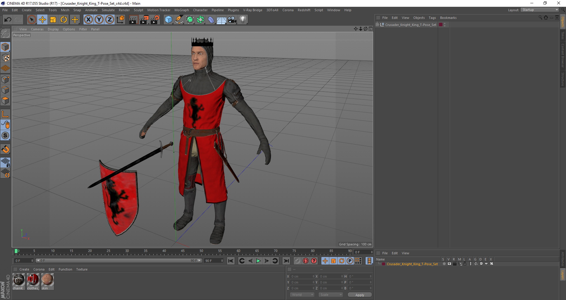 3D Crusader Knight King T-Pose Set