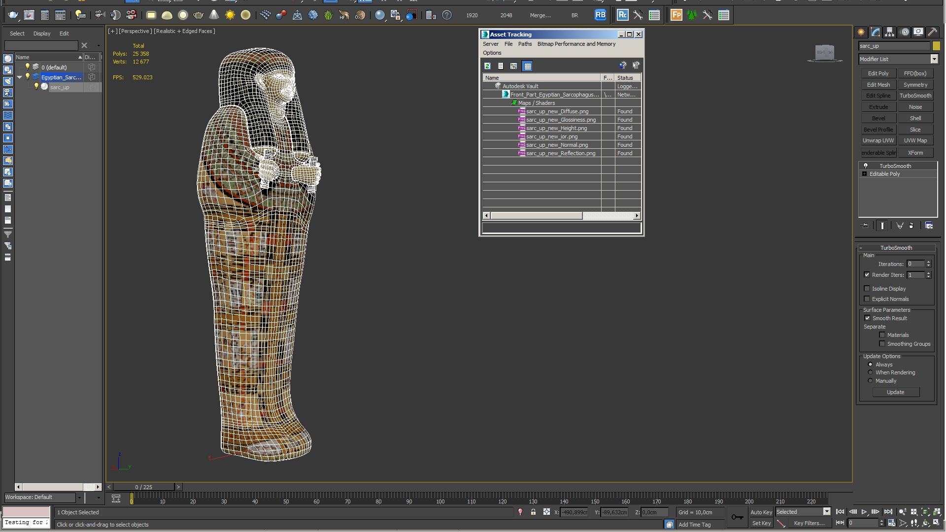 3D Front Part Egyptian Sarcophagus