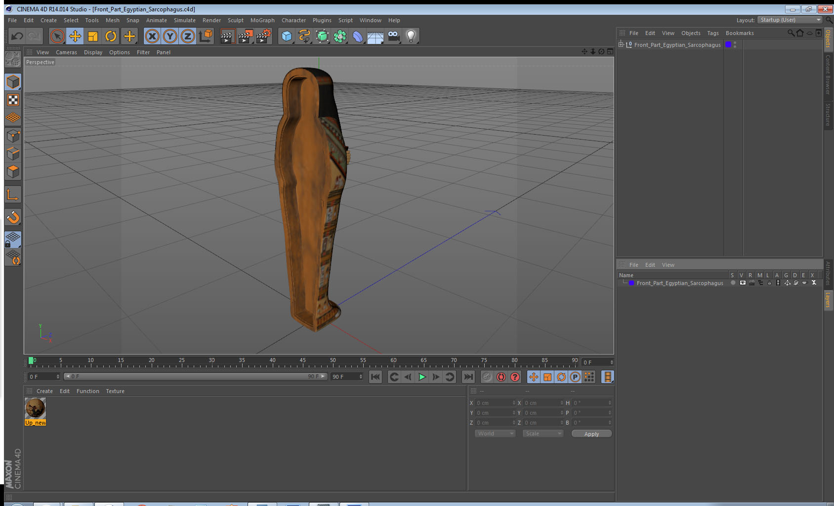 3D Front Part Egyptian Sarcophagus