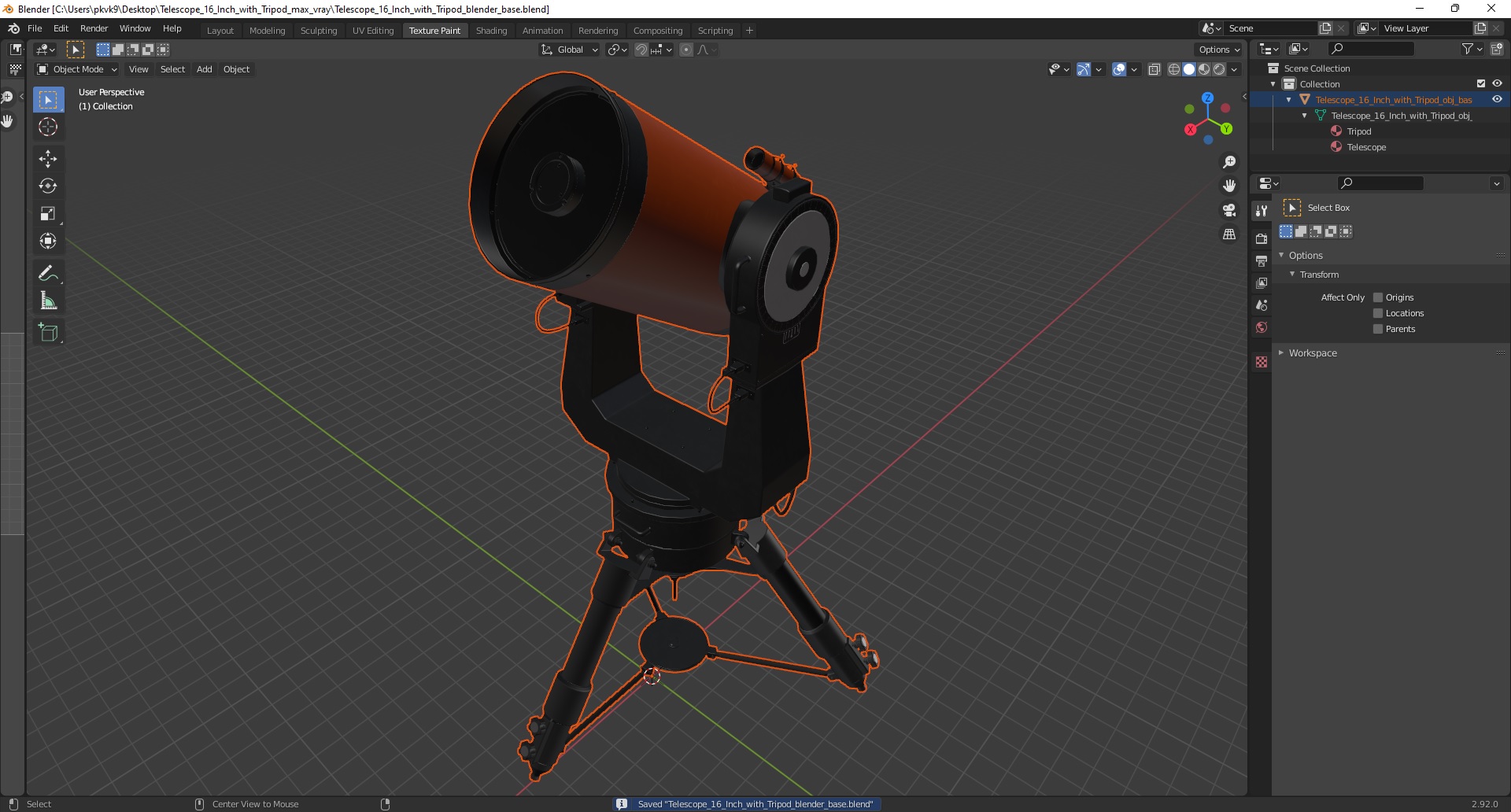 Telescope 16 Inch with Tripod 3D model