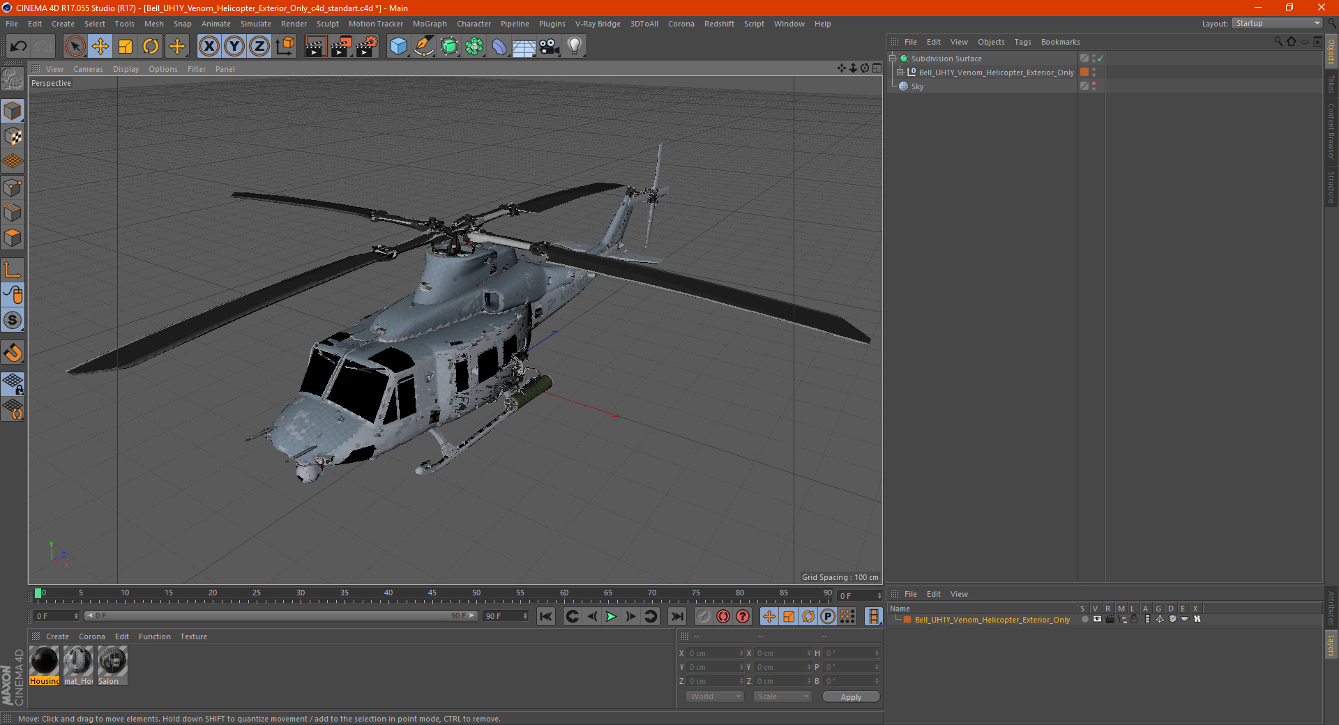 3D model Bell UH1Y Venom Helicopter Exterior Only