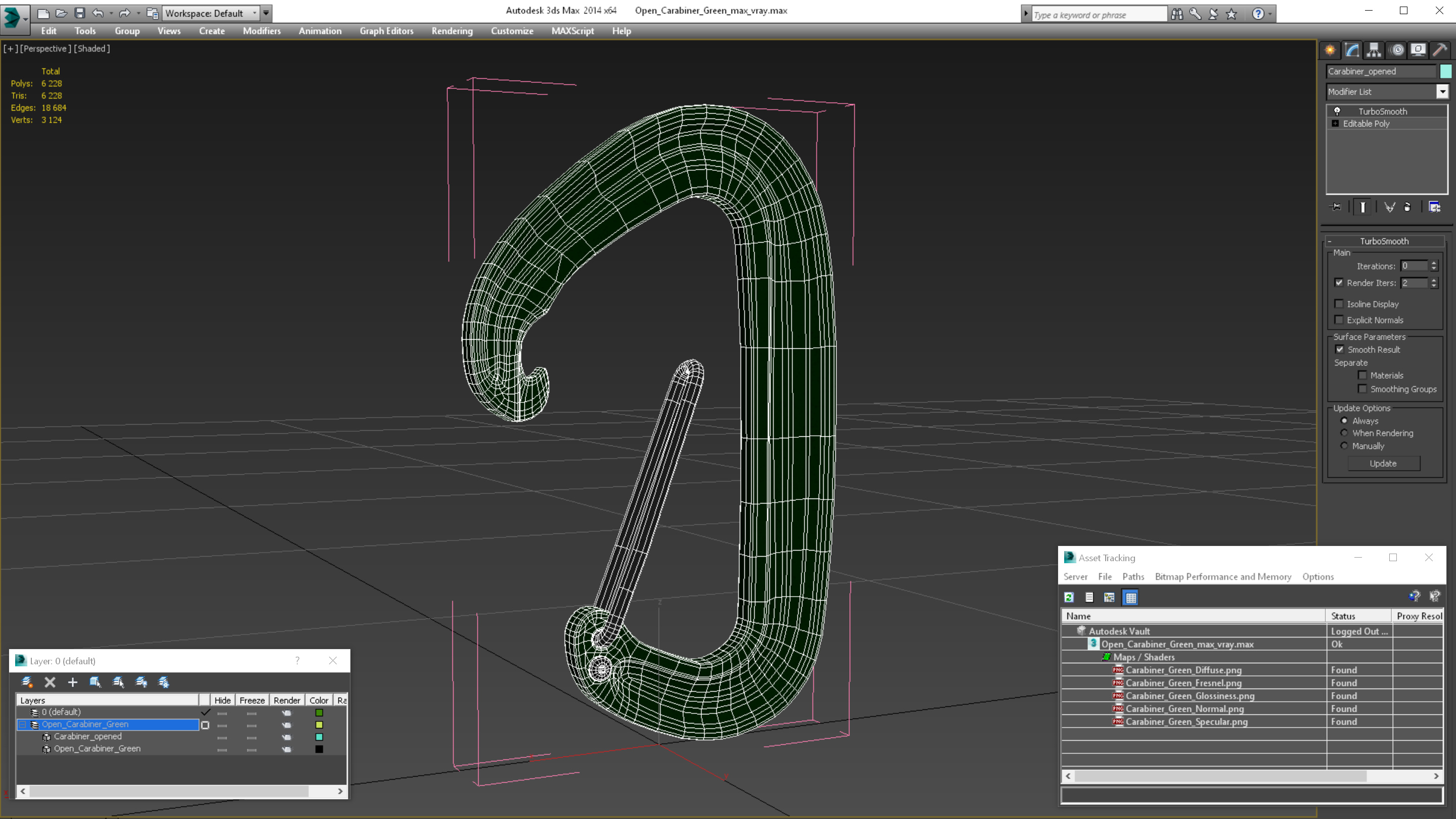 3D model Open Carabiner Green