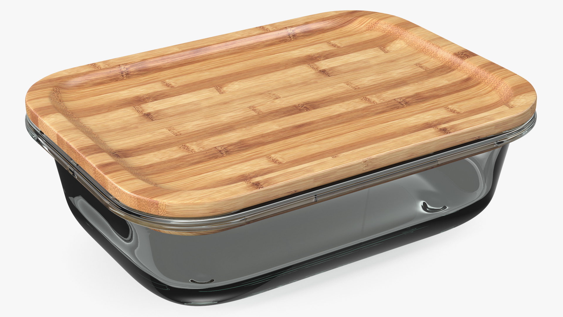3D Rectangular Glass Food Storage Container with Bamboo Lid 1000ml model