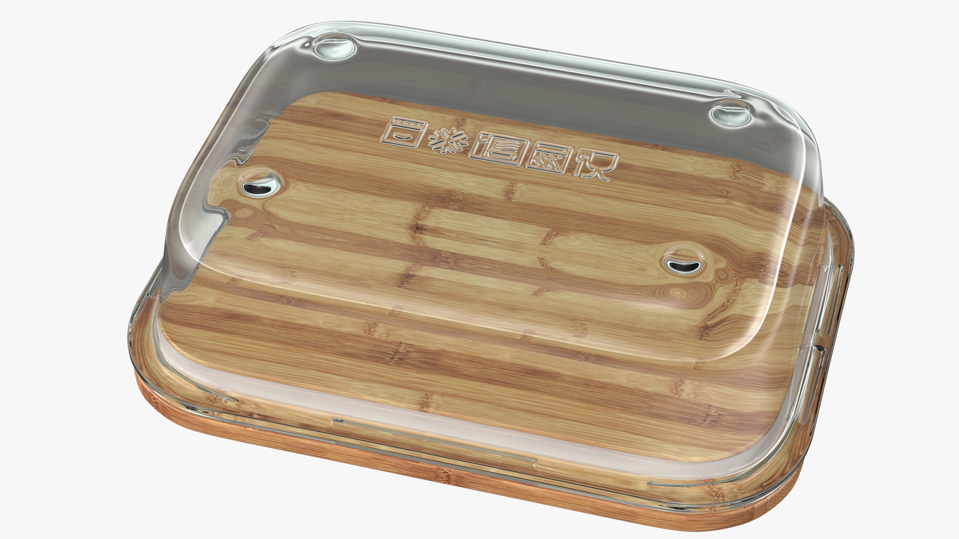 3D Rectangular Glass Food Storage Container with Bamboo Lid 1000ml model