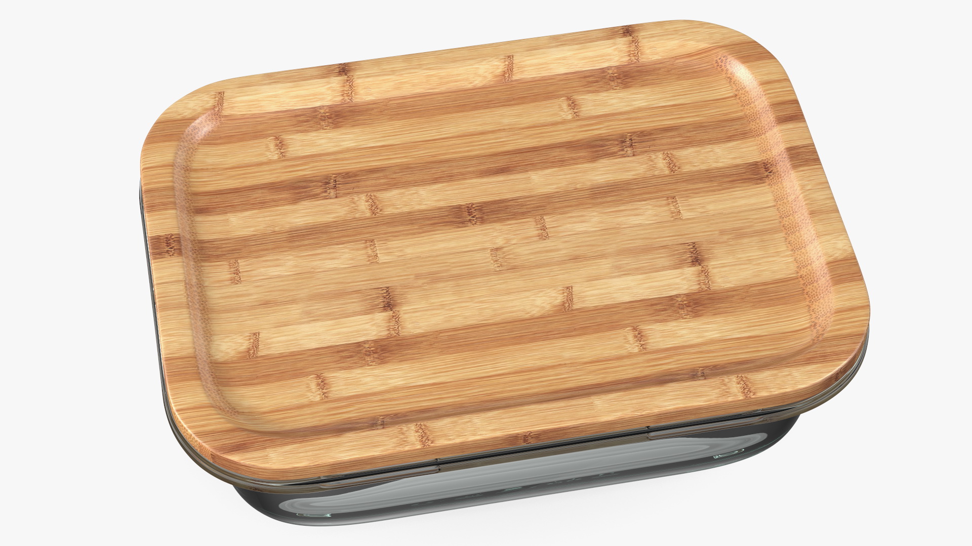 3D Rectangular Glass Food Storage Container with Bamboo Lid 1000ml model