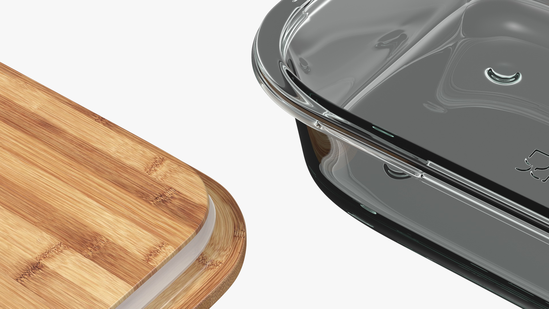 3D Rectangular Glass Food Storage Container with Bamboo Lid 1000ml model