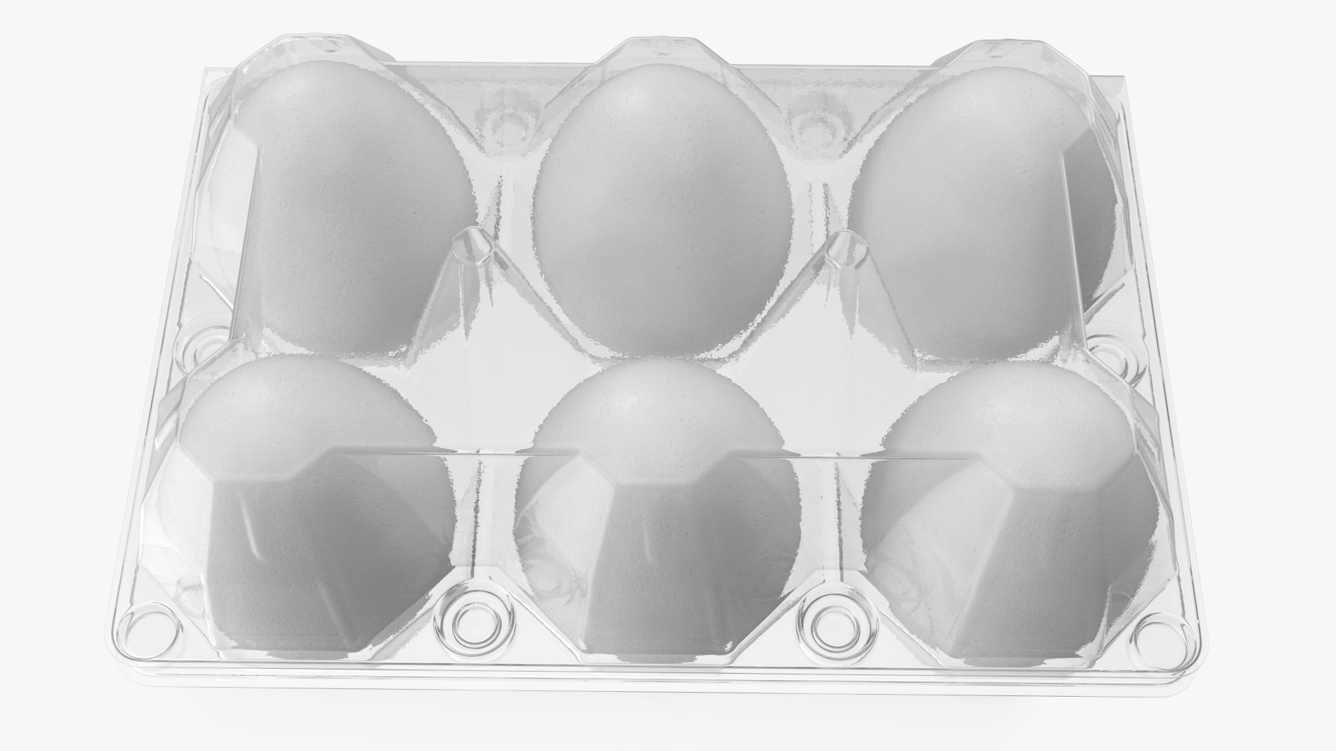 Plastic Egg Tray with 6 White Eggs 3D model