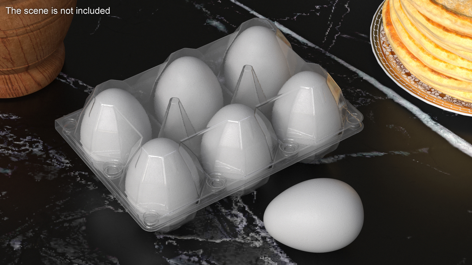 Plastic Egg Tray with 6 White Eggs 3D model