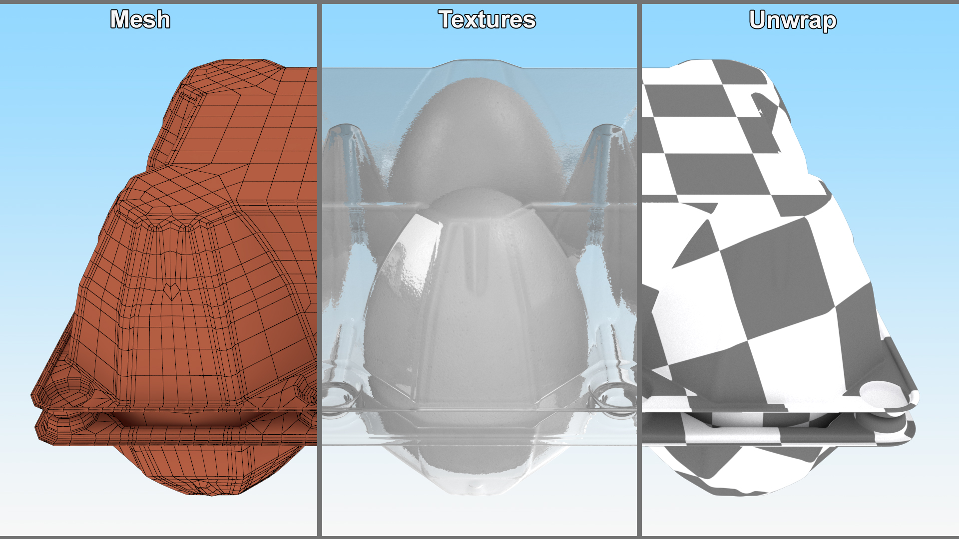 Plastic Egg Tray with 6 White Eggs 3D model
