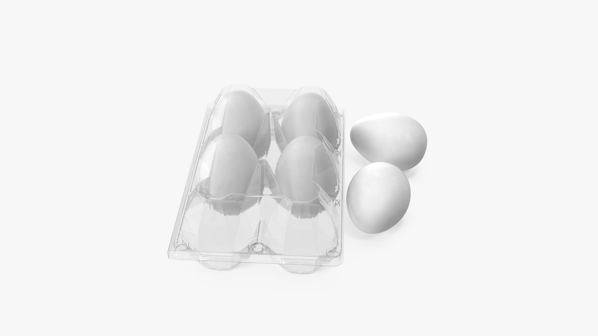 Plastic Egg Tray with 6 White Eggs 3D model