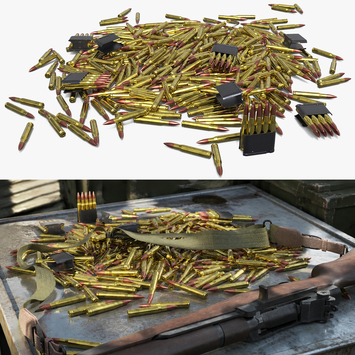 30 06 Rifle Cartridges with Stripper Clips 3D model preview