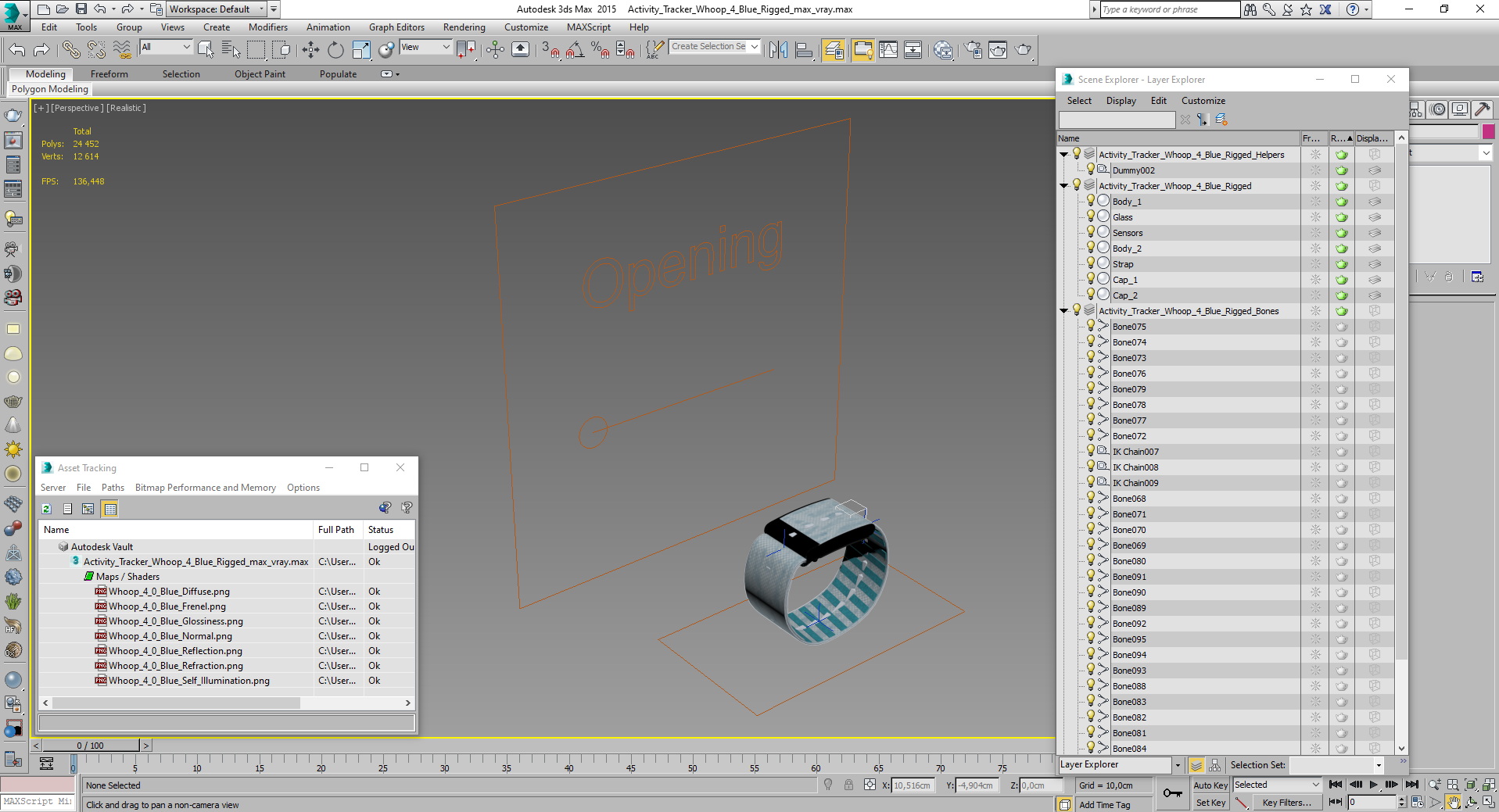 3D model Activity Tracker Whoop 4 Blue Rigged for Maya