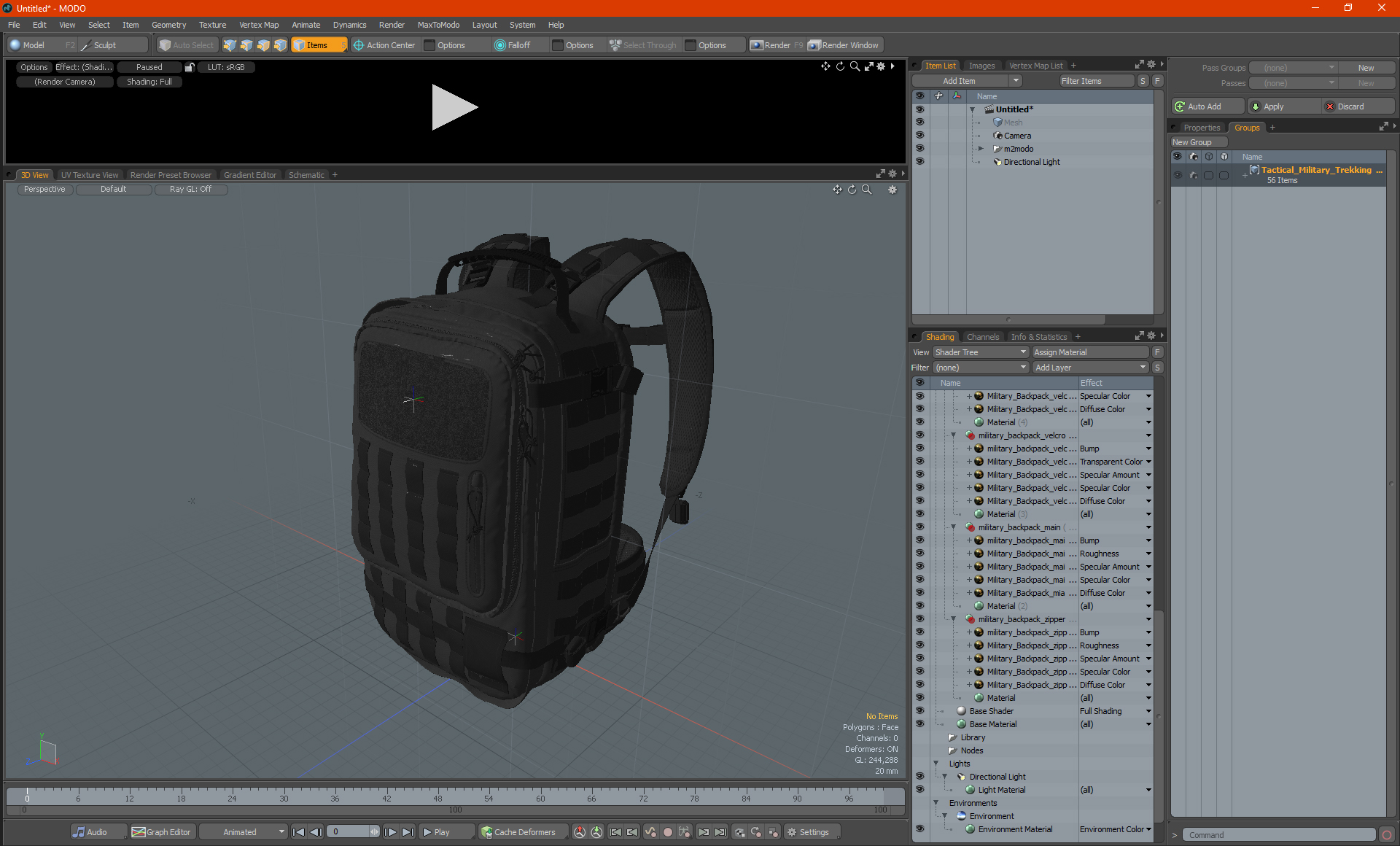 3D Tactical Military Trekking Backpack Black
