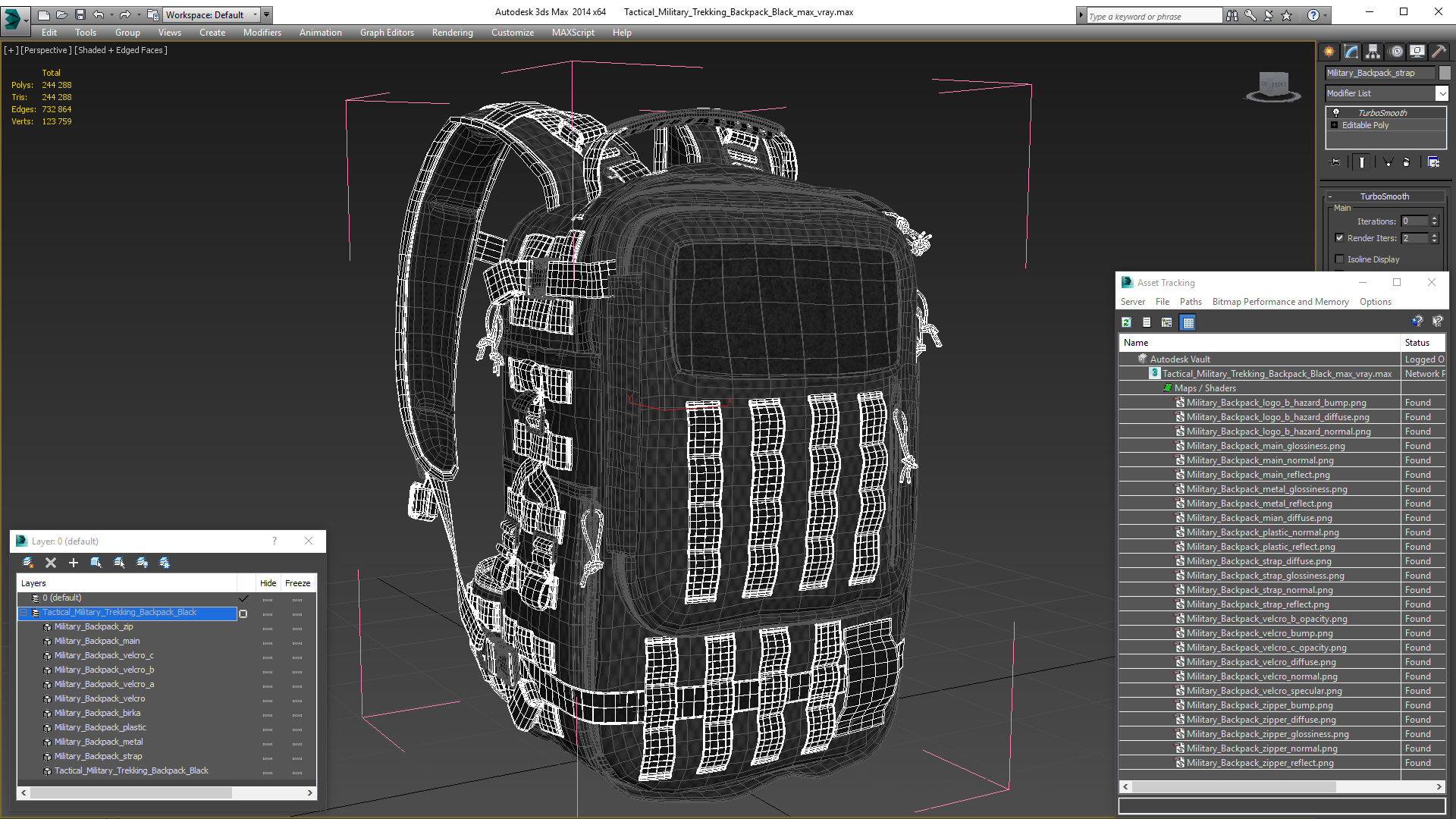 3D Tactical Military Trekking Backpack Black