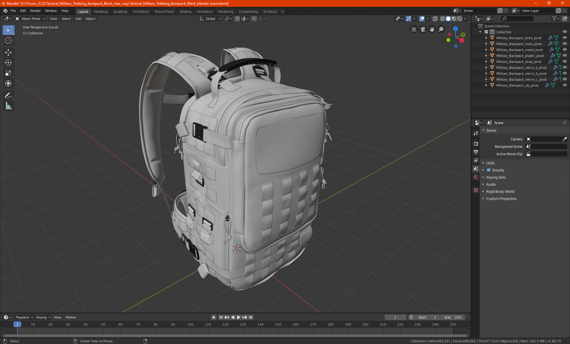 3D Tactical Military Trekking Backpack Black