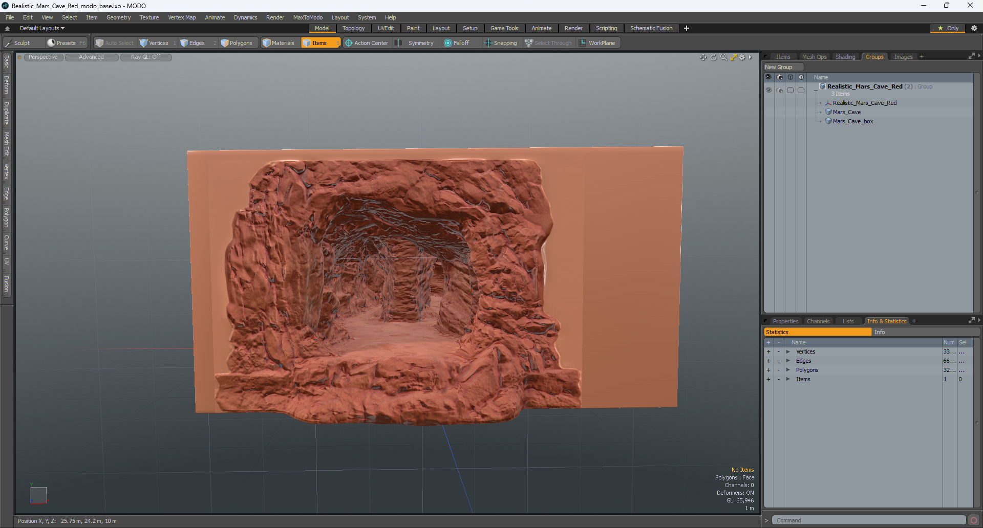 3D Mars Cave Red model
