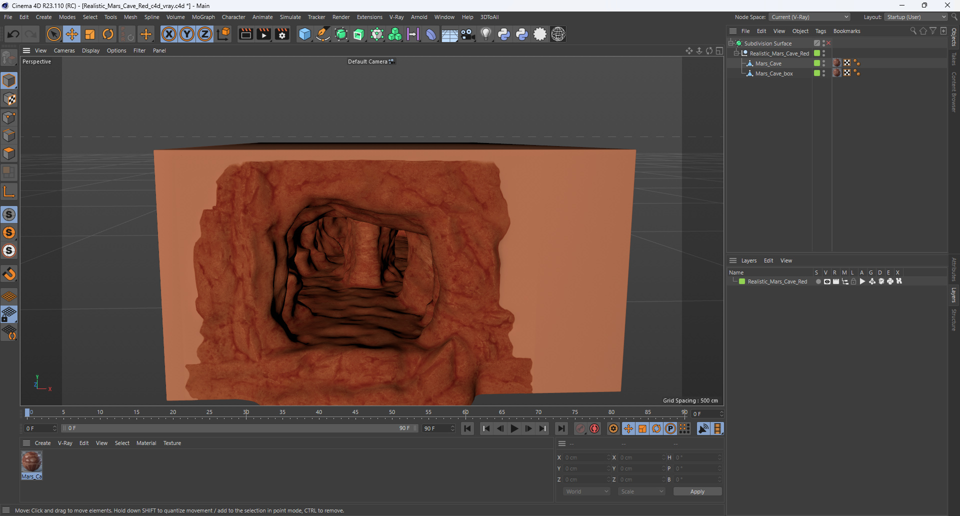 3D Mars Cave Red model