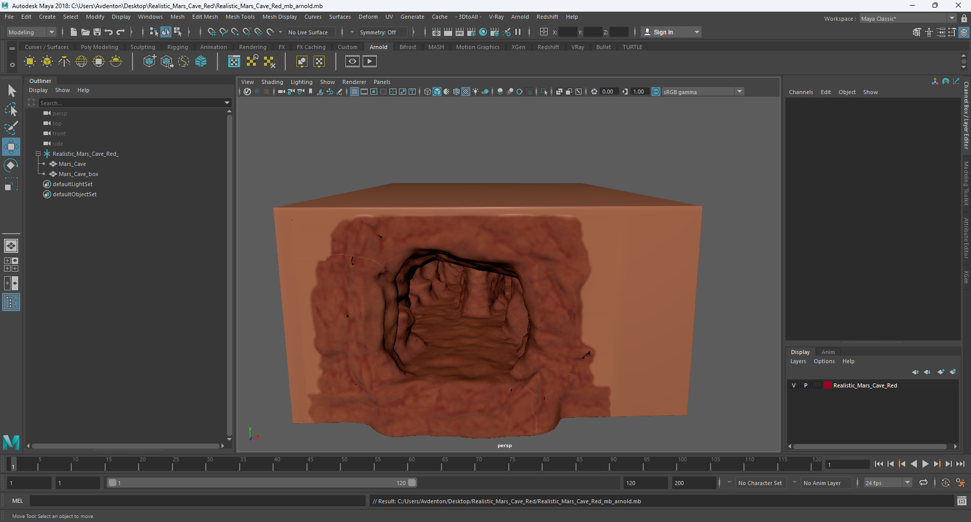 3D Mars Cave Red model