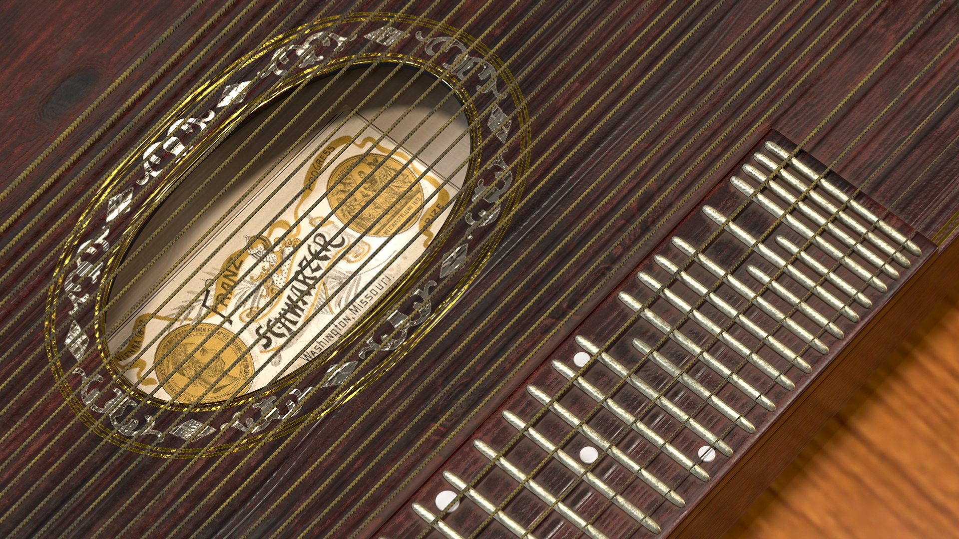 3D Vintage Franz Schwarzer Concert Zither model