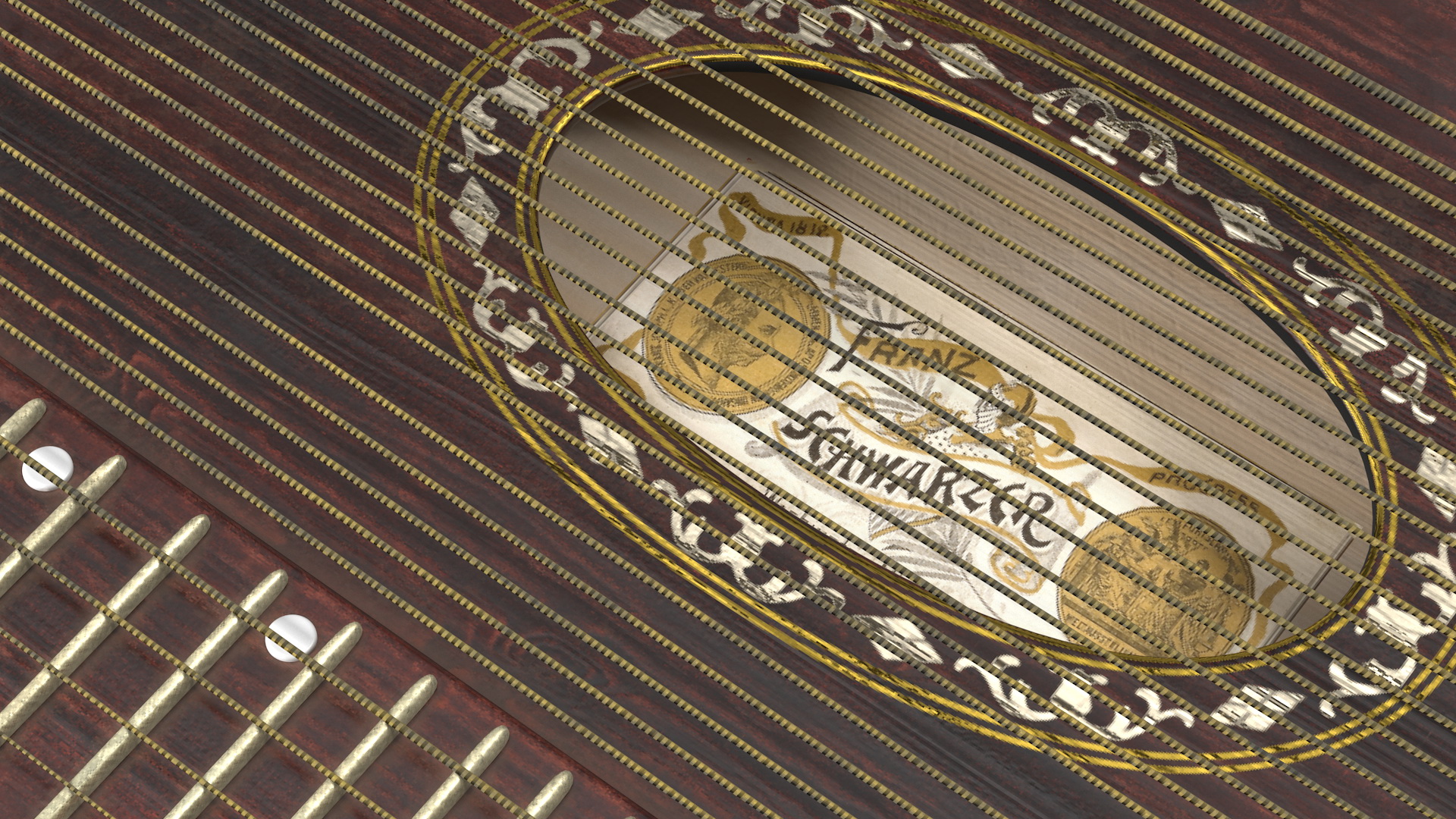 3D Vintage Franz Schwarzer Concert Zither model