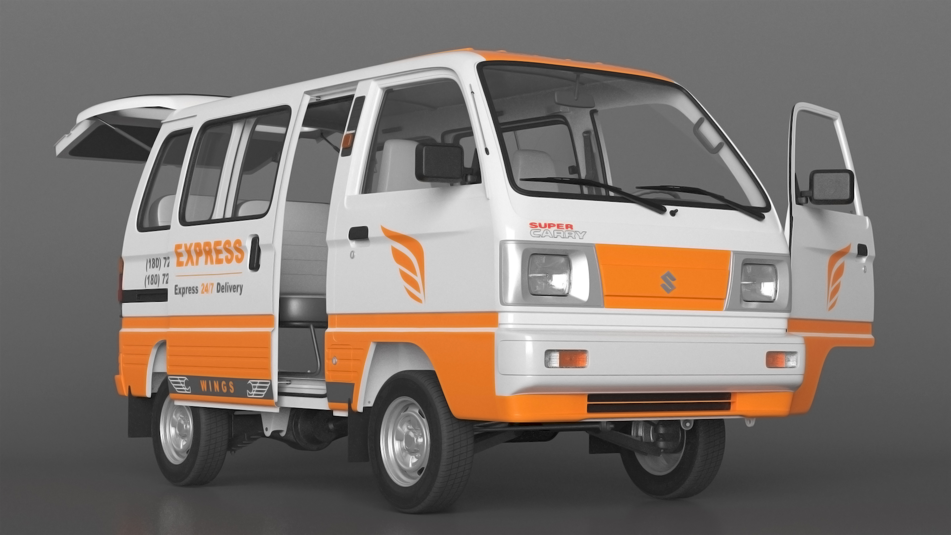 3D Suzuki Passenger Delivery Van Rigged