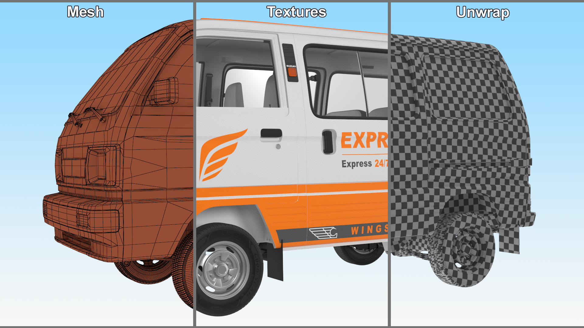 3D Suzuki Passenger Delivery Van Rigged