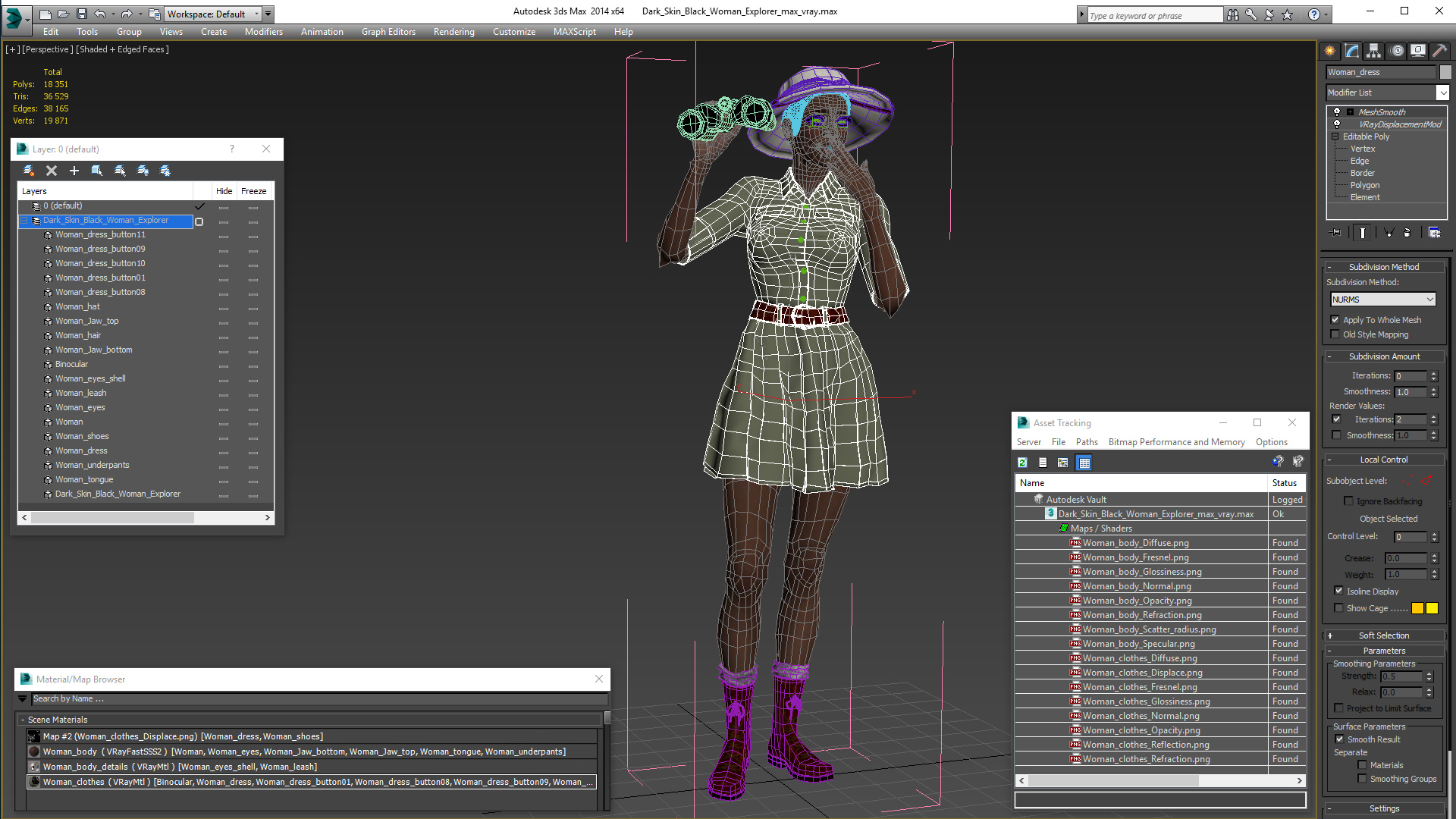 3D model Dark Skin Black Woman Explorer
