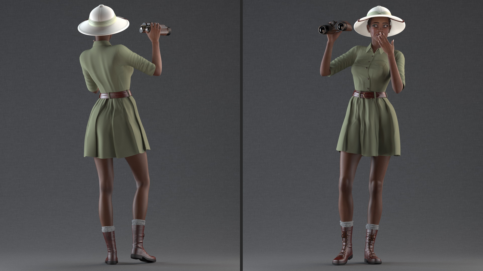 3D model Dark Skin Black Woman Explorer