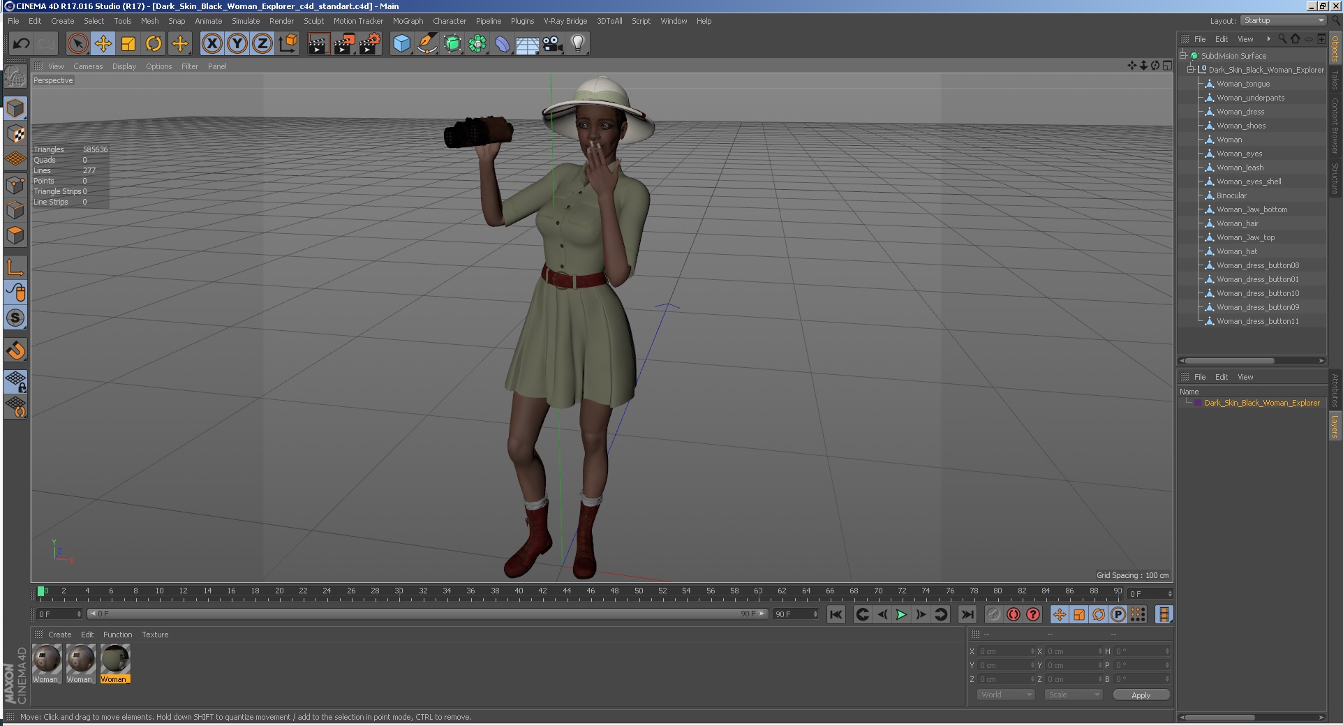 3D model Dark Skin Black Woman Explorer