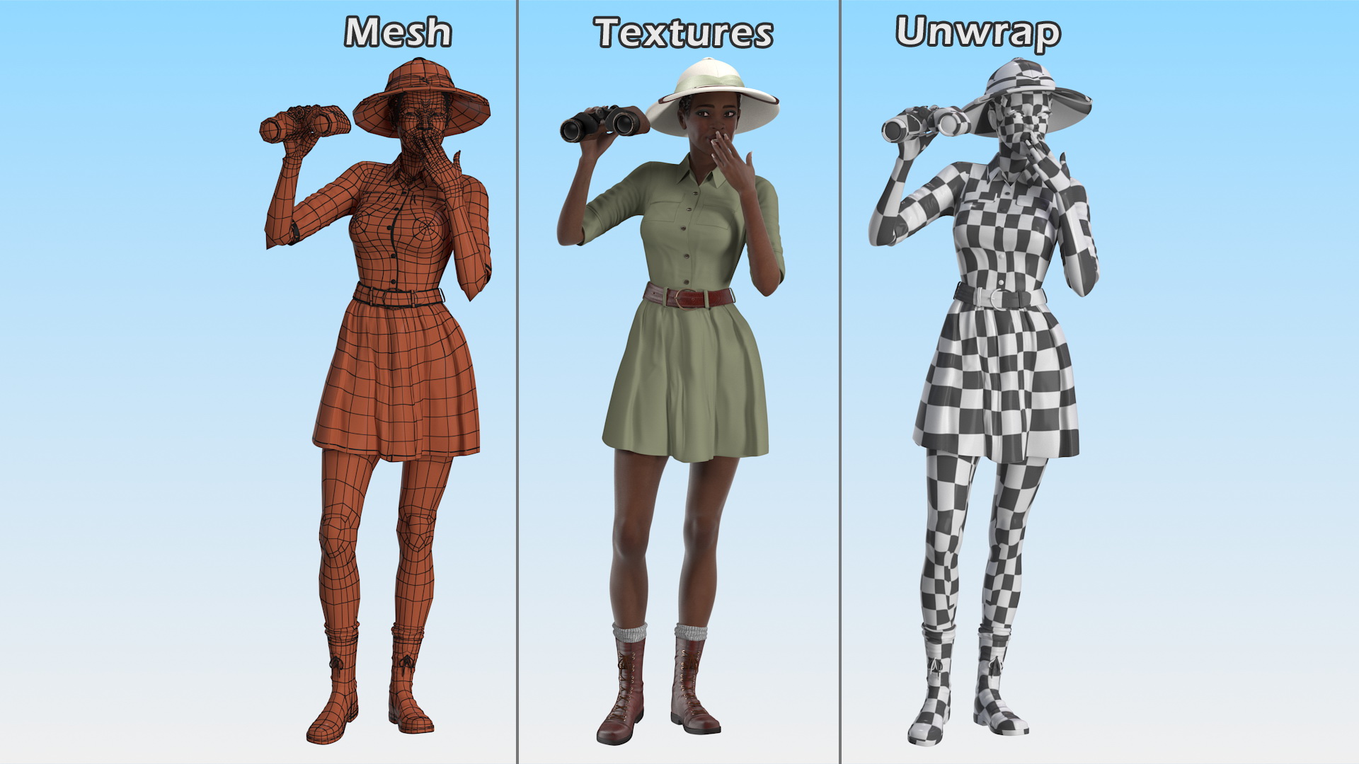 3D model Dark Skin Black Woman Explorer