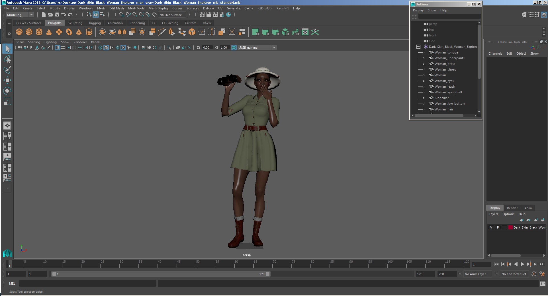3D model Dark Skin Black Woman Explorer