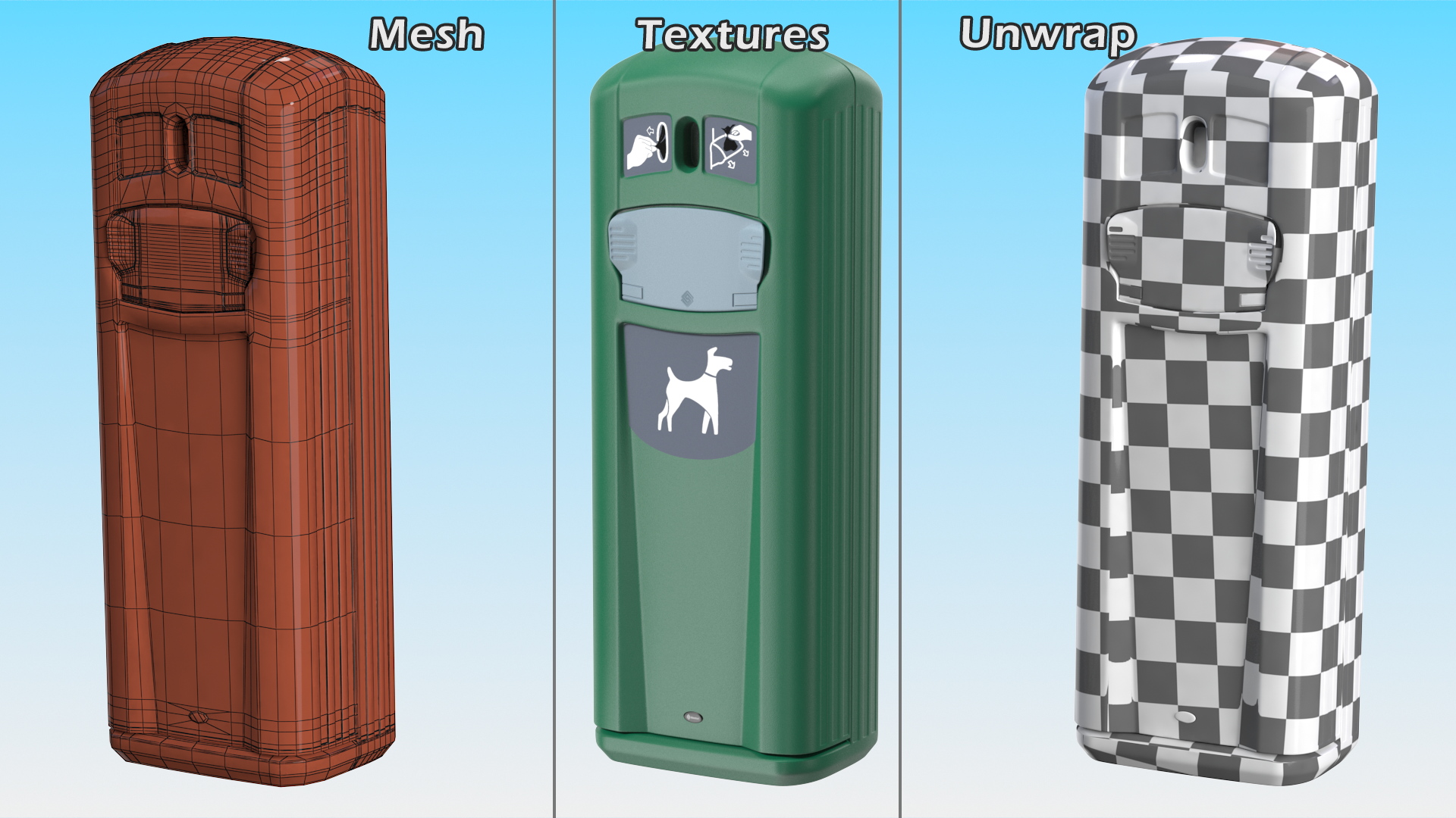 3D model Dog Waste Disposal Station Glasdon Green